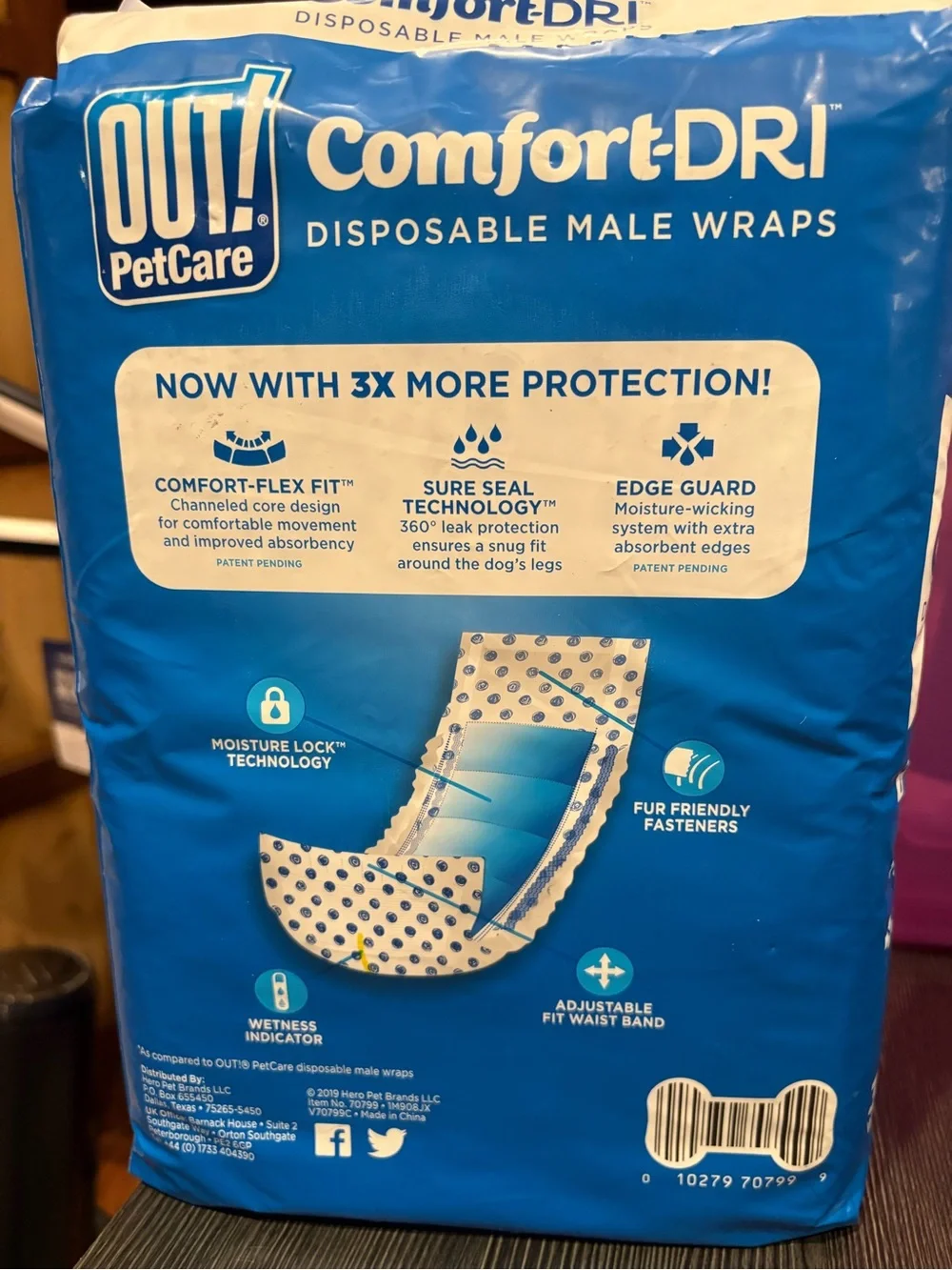 Comfort-DRI Disposable Male Wraps - Blue, 32 Count